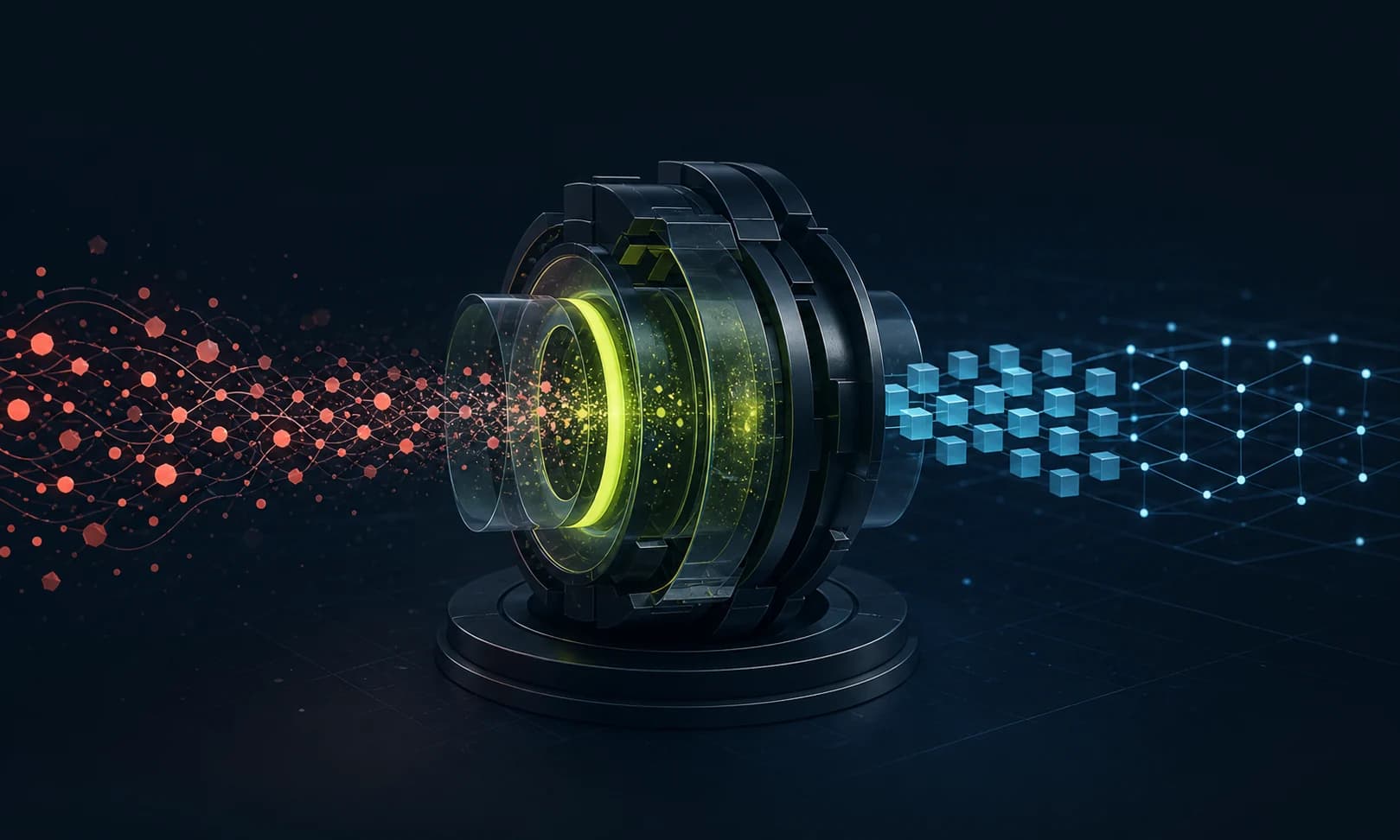 Abstract data streams passing through the MirrorFoundry transformation core